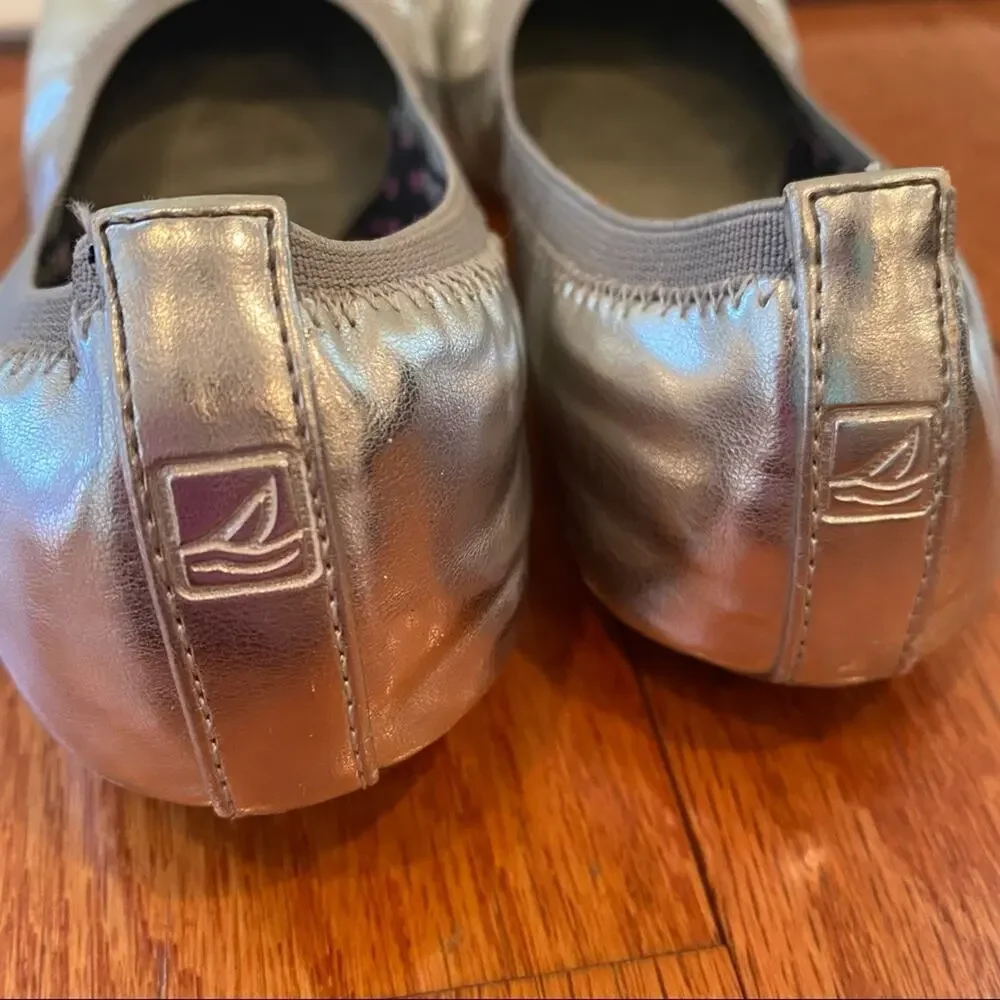 Sperry Elise Silver Ballet Flats sz 1.5 Silver Rounded Toe Shoes
